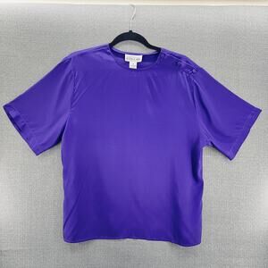 Vintage Alyssa Carr Womens Vibrant Purple Loose Fit Blouse Top‎ Size 12